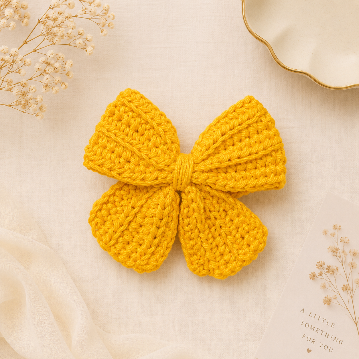 Handmade Crochet Hair Bow Clip – Hot Pink | House of Bulbul