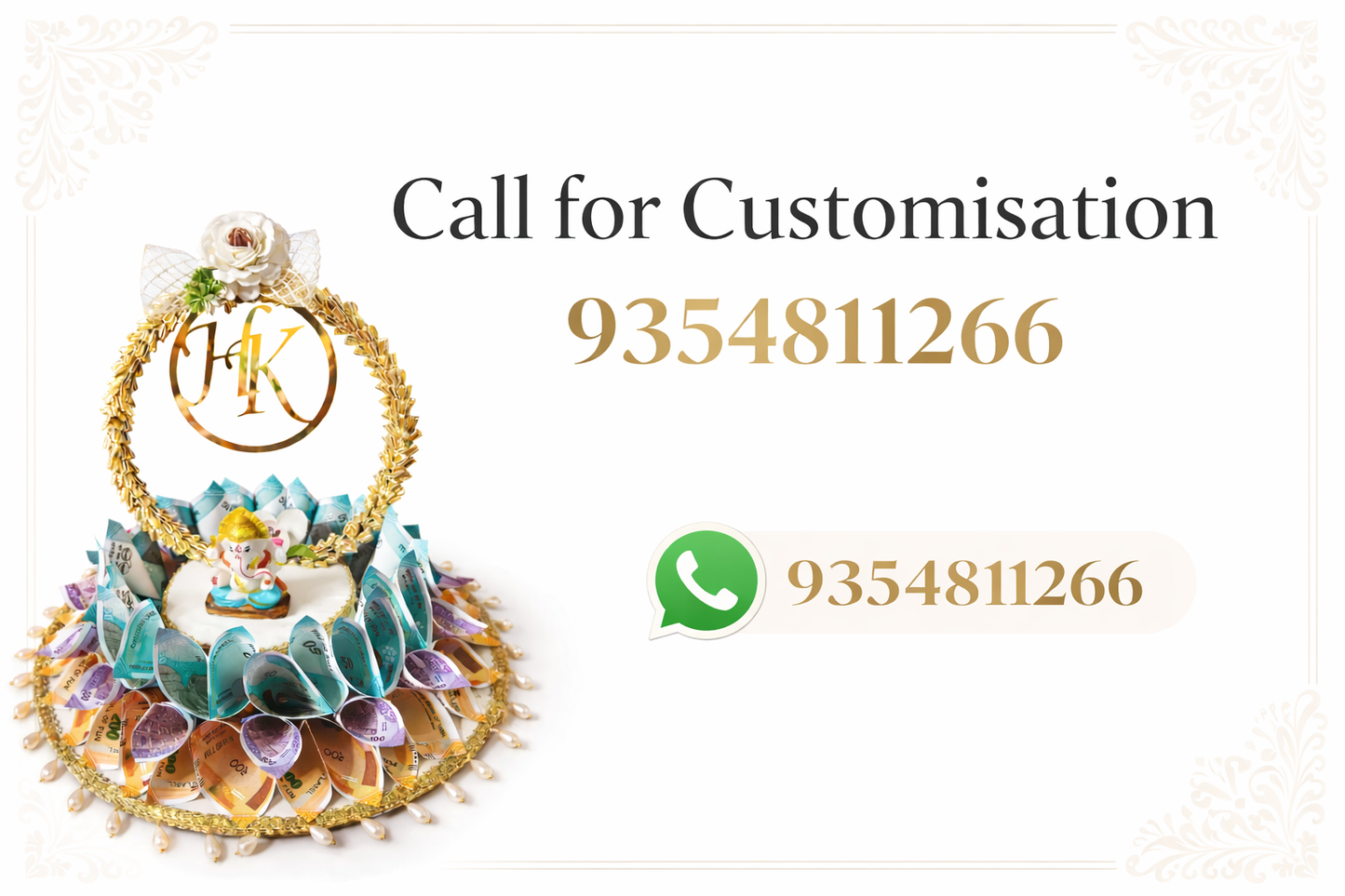 Royal Ganesha Money Lotus Platter for Weddings & Auspicious Gifting | Custom Currency Option