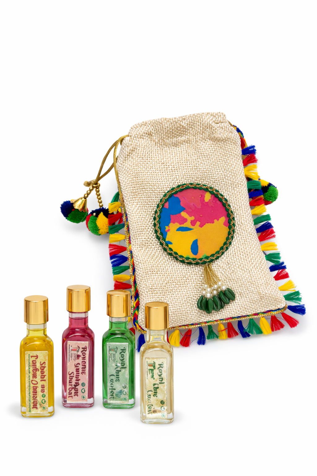 Holi Thandai Gift Hamper | Premium Thandai Bottles with Designer Potli Bag