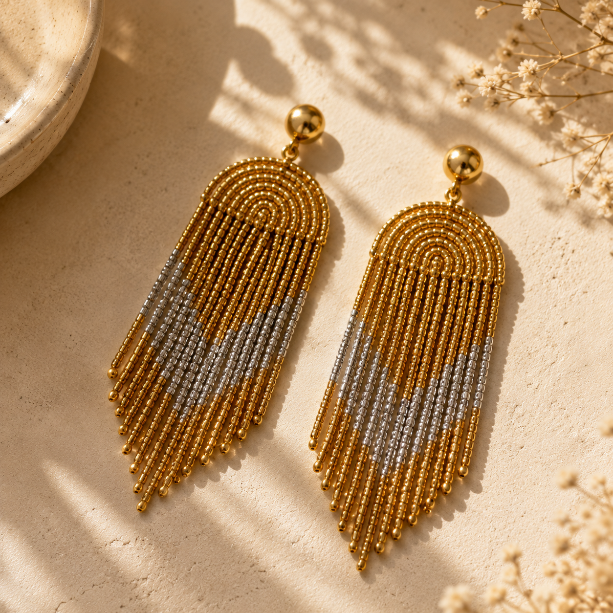Long Beaded Tassel Earrings | Lightweight Boho Statement Earrings