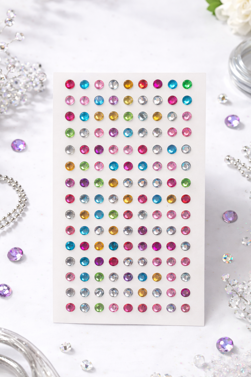 White pearls Crystal Hair Stickers for Women | Self-Adhesive Hair & Face Gems