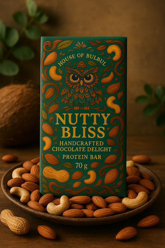 Nutty Bliss – Handcrafted Protein Chocolate Bar (70g)