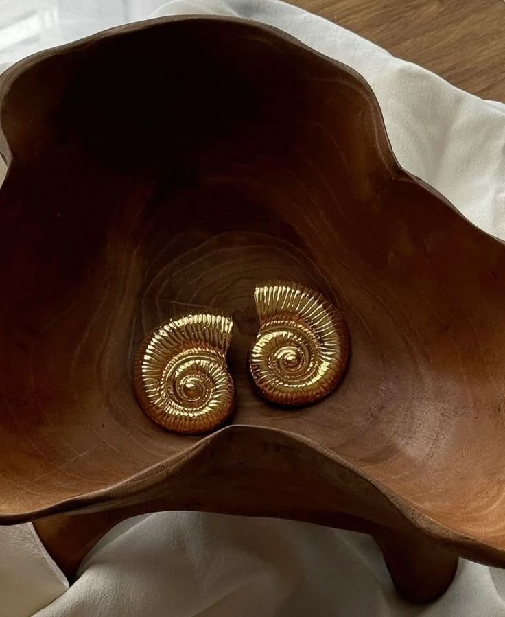 Gold-Toned Spiral Seashell Earrings