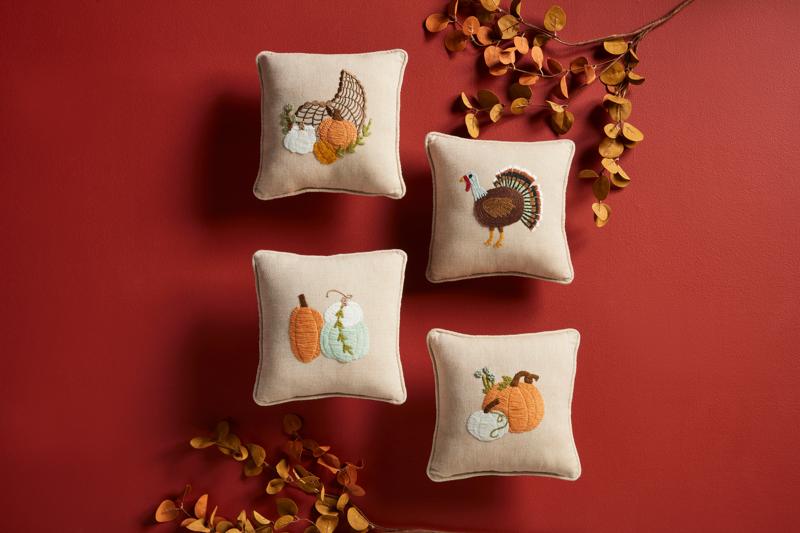 Pumpkin Embroidered Cushion – 8x8 Inch Fall Harvest Pillow | Handmade Autumn Home Décor