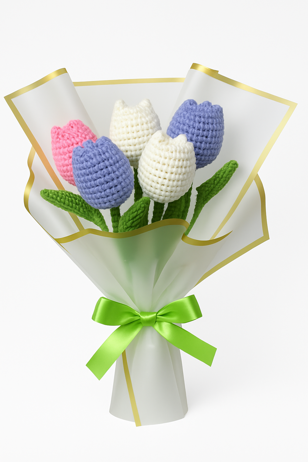 Handmade Crochet Tulip Bouquet | Knitted Flower Bouquet Gift | Forever Flowers for Birthday, Anniversary, Home Décor | Cute Aesthetic Gift for Her