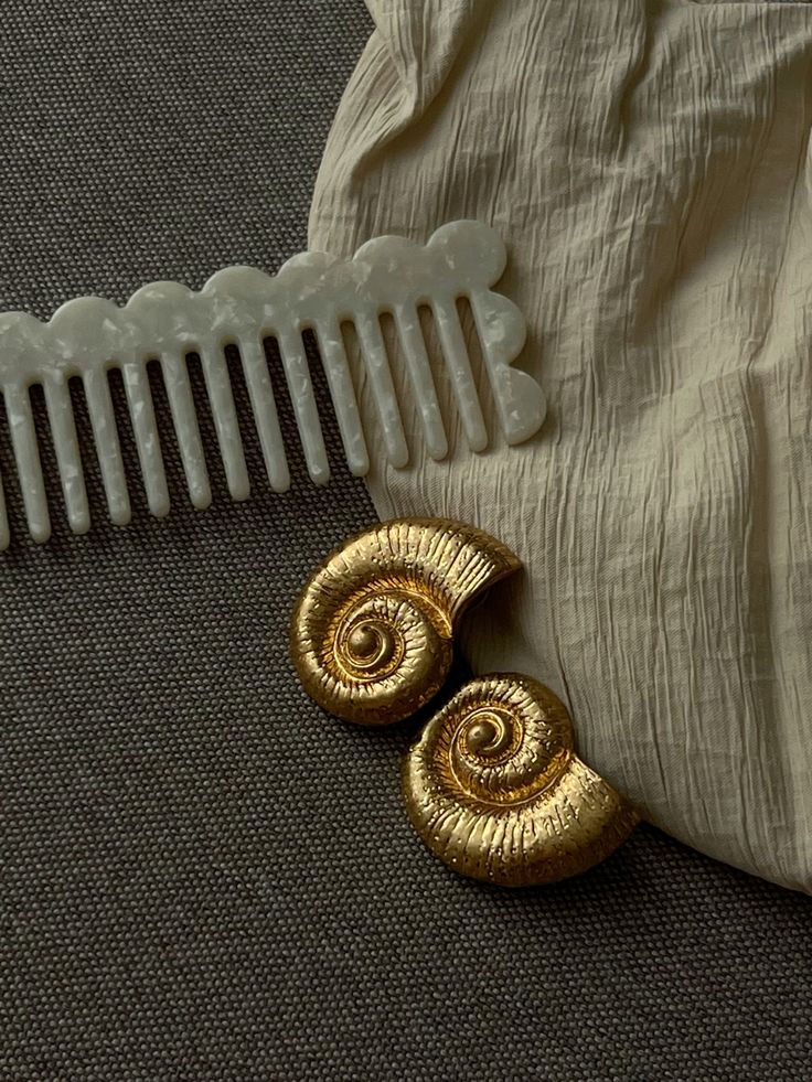 Gold-Toned Spiral Seashell Earrings