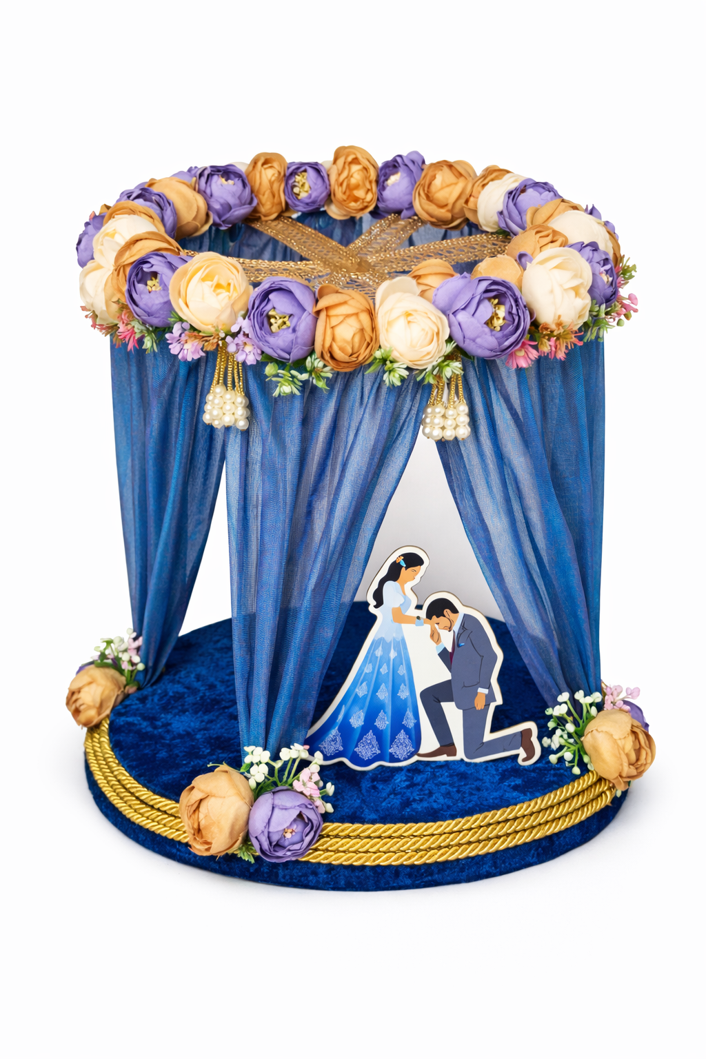 Handcrafted Wedding Platter | First Invite, Ring Ceremony & Gifting Platter with Floral Canopy