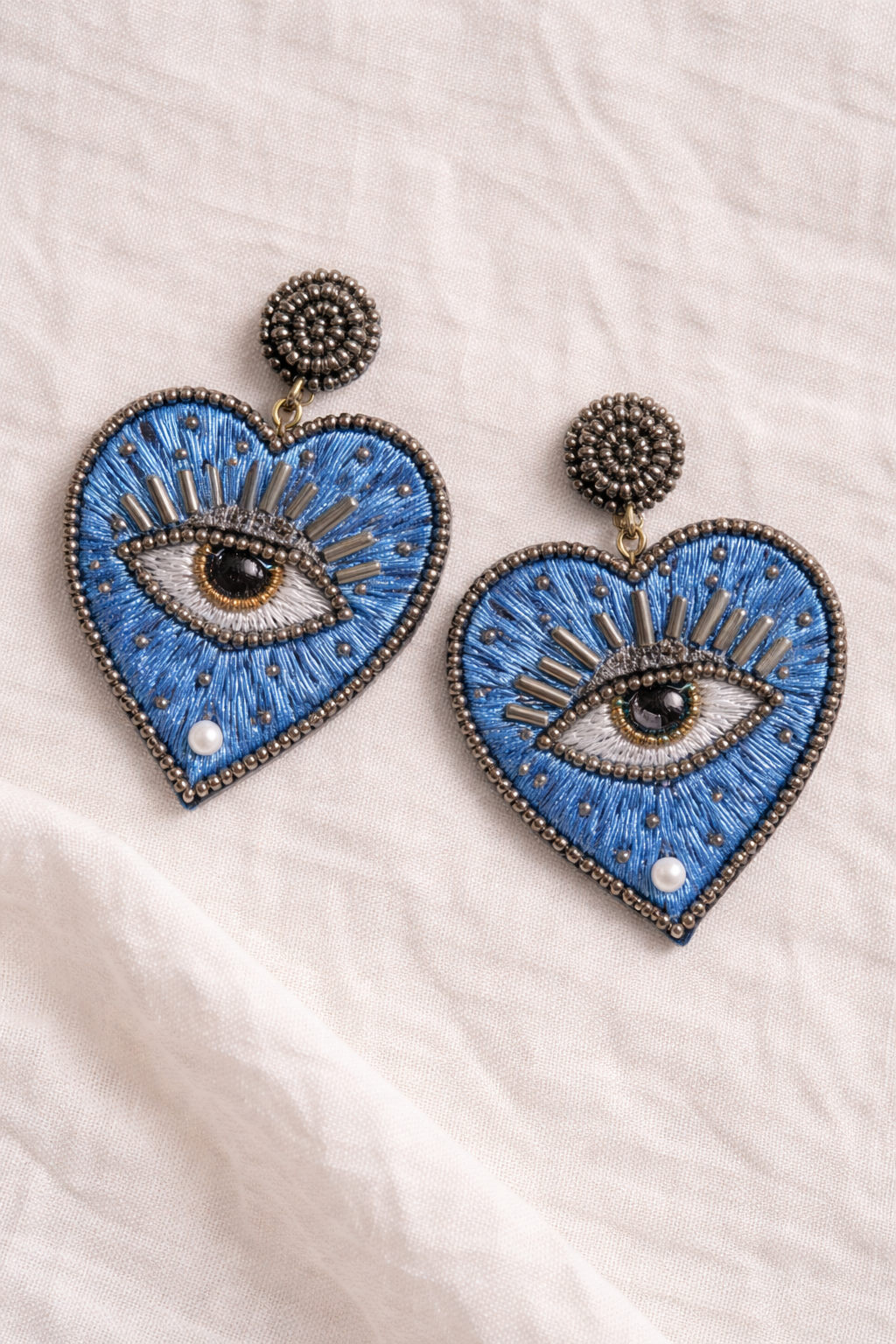 Evil Eye Heart Statement Earrings for Women | Handmade Valentine Gift Jewelry | Handmade Valentine Gift for Her