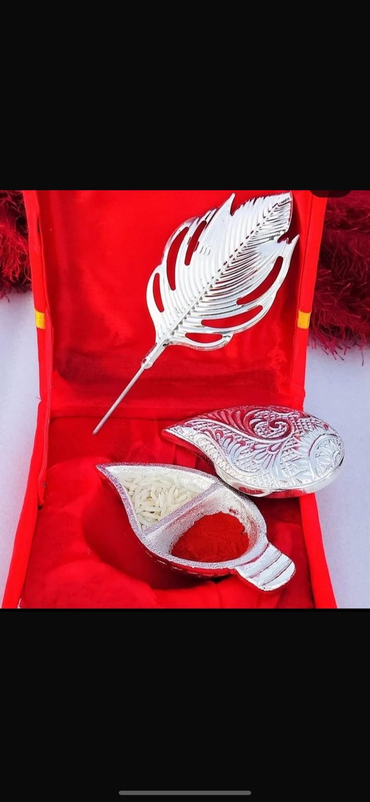 German silver sindoor Dani and Tilak stick in box
