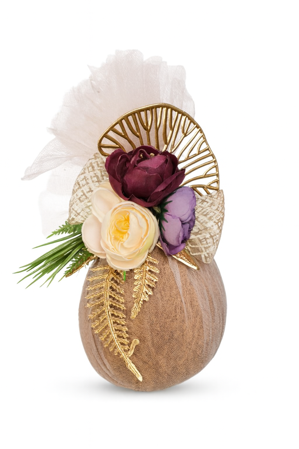 Premium Decorated Shagun Real Coconut | Wedding Favour | Engagement & Puja Gift | Designer Floral real Nariyal