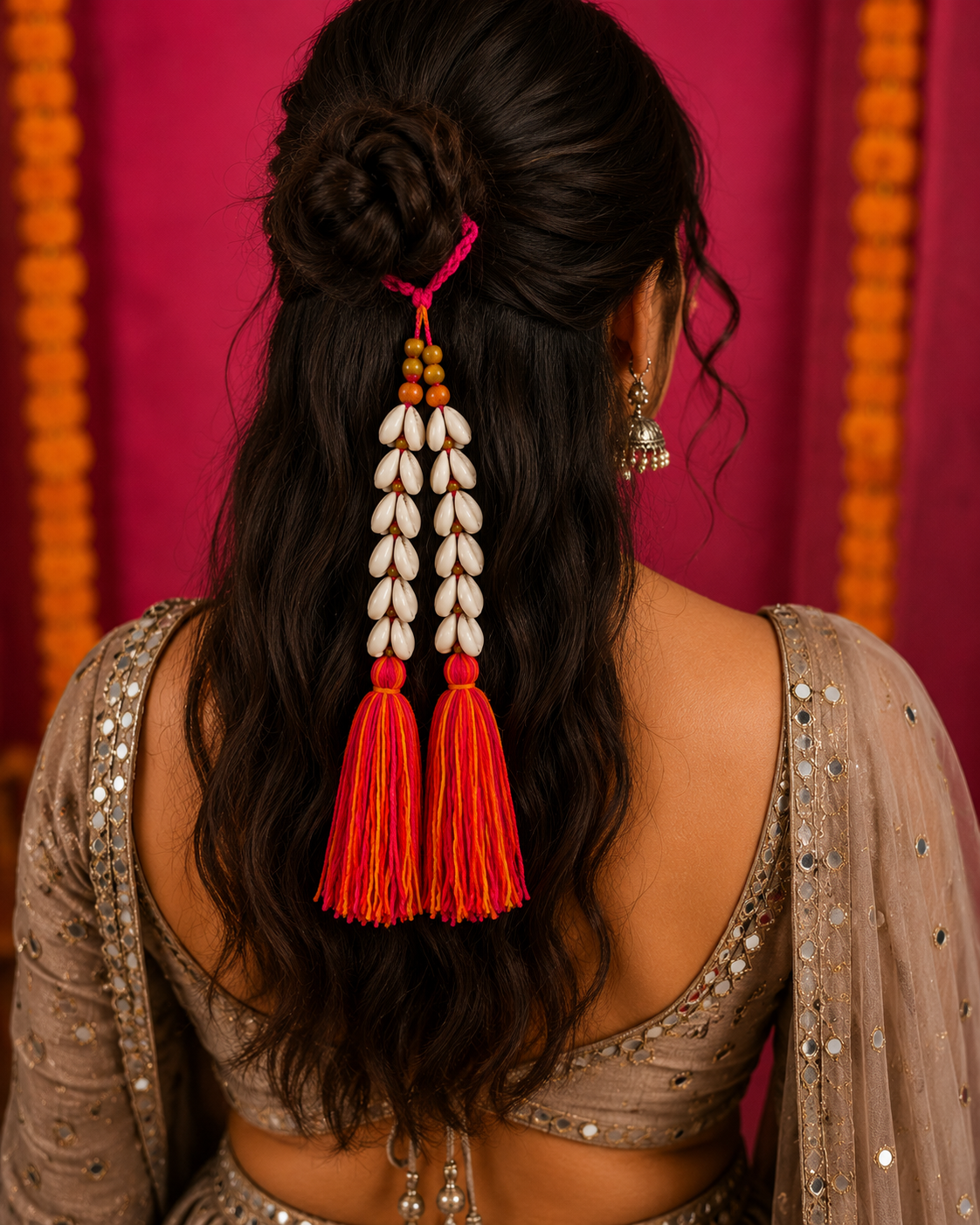 Navratri Special Multi-Way Cowrie Shell Tassel Accessory | Hair, Collar & Boho Styling Piece