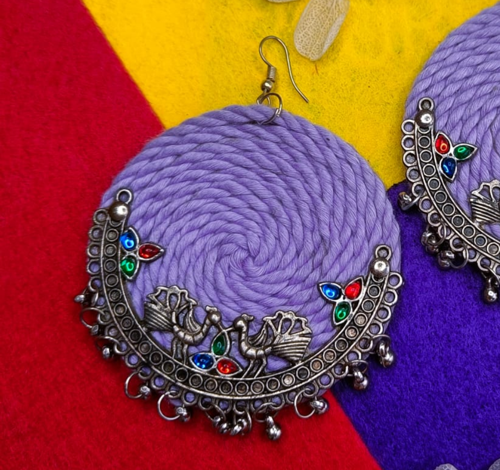 Lavender handmade oxidised earrings