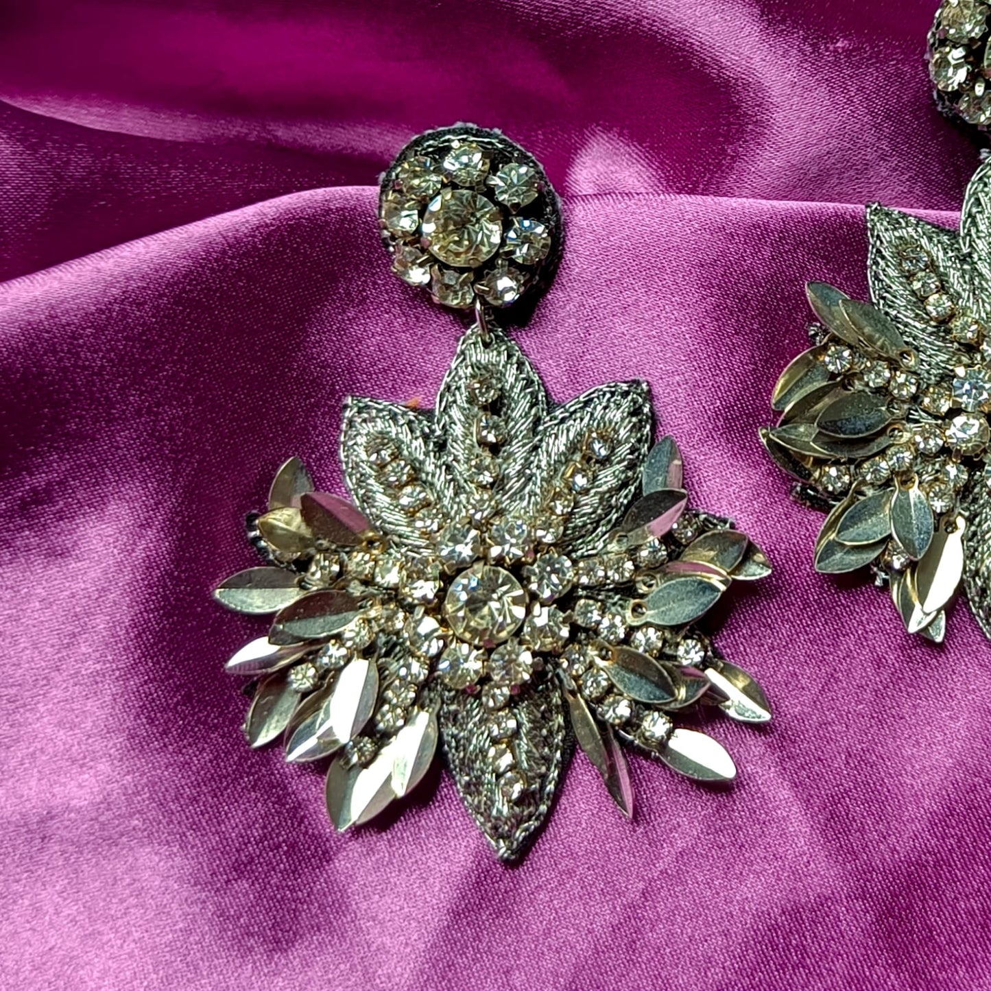 Metal flower handmade earrings