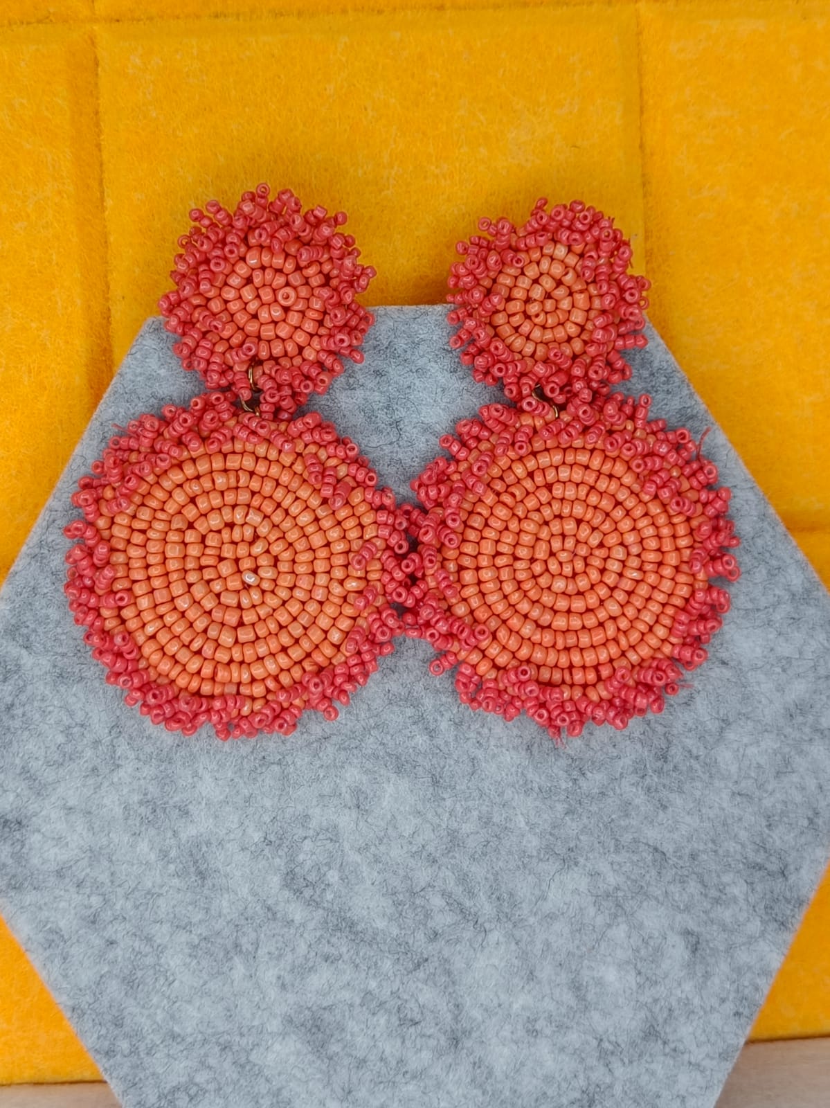 Heavy beaded handmade earring