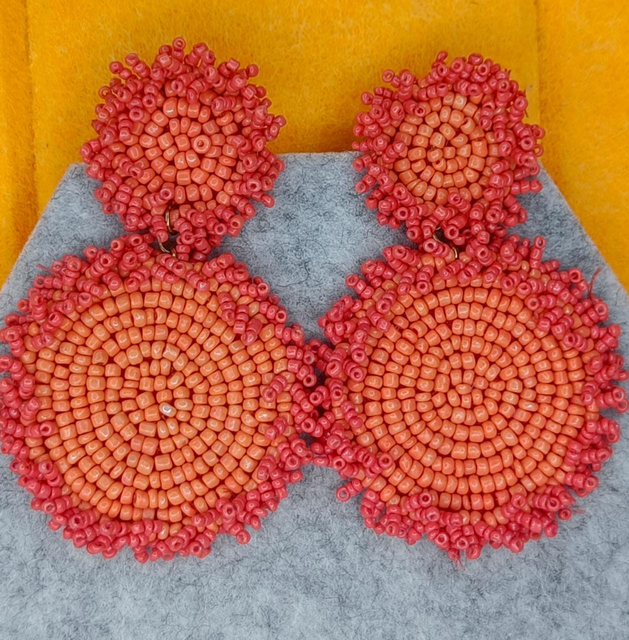 Heavy beaded handmade earring