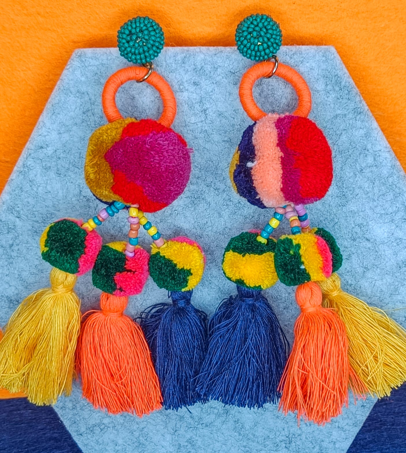 Pompom handmade earring