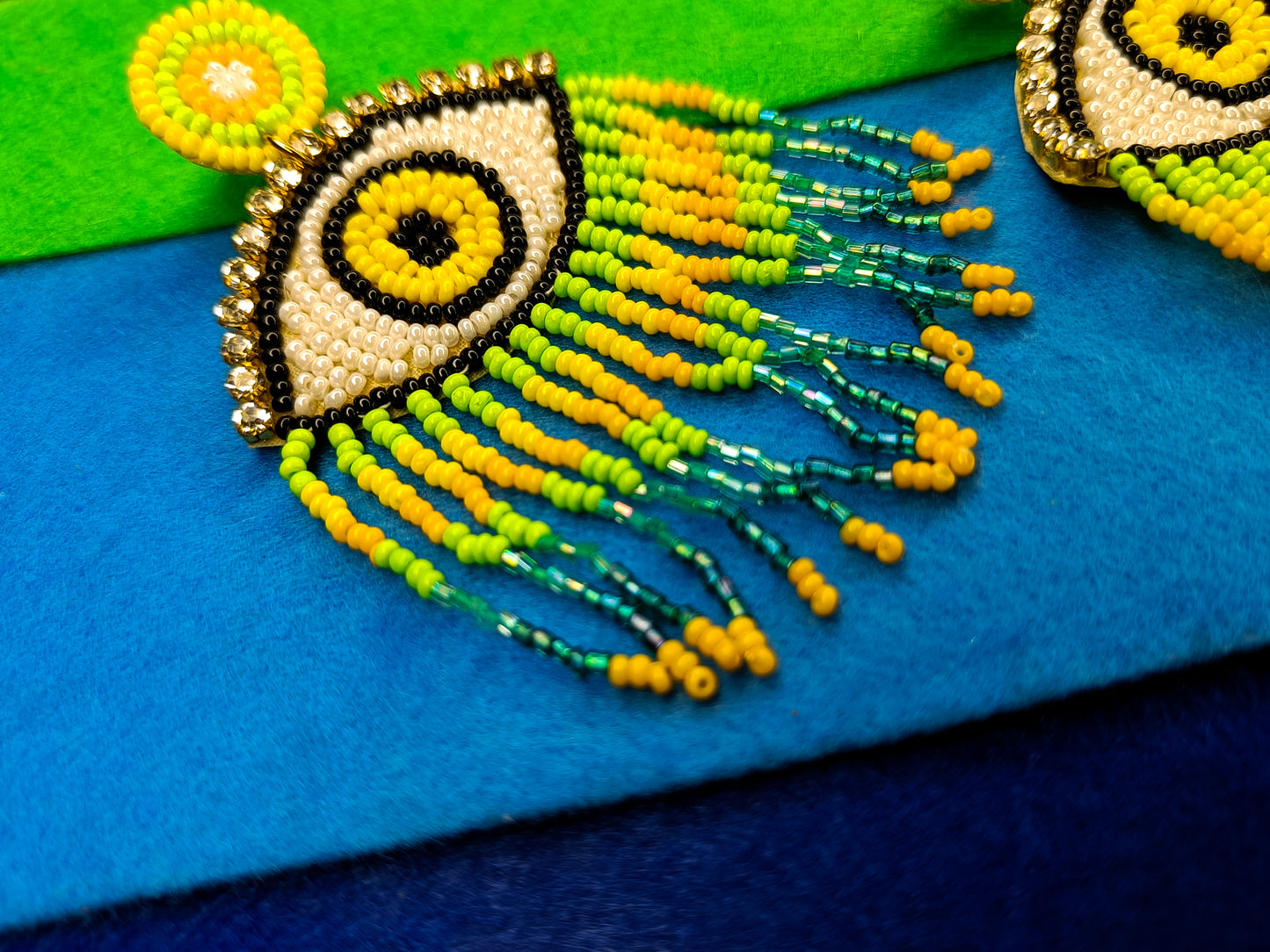 Neon Evil Eye handmade earrings