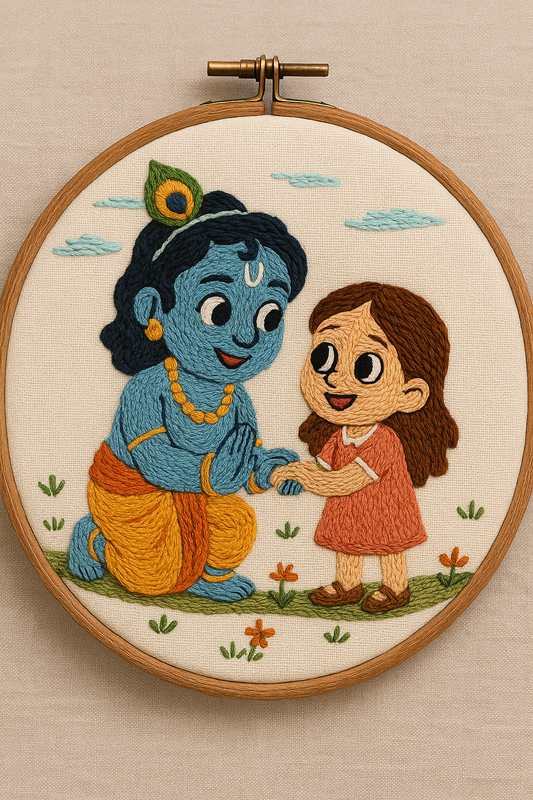 "Bhai Aap Best Ho – Rakhi Special Krishna Embroidery Hoop | Handcrafted Gift for Brother"