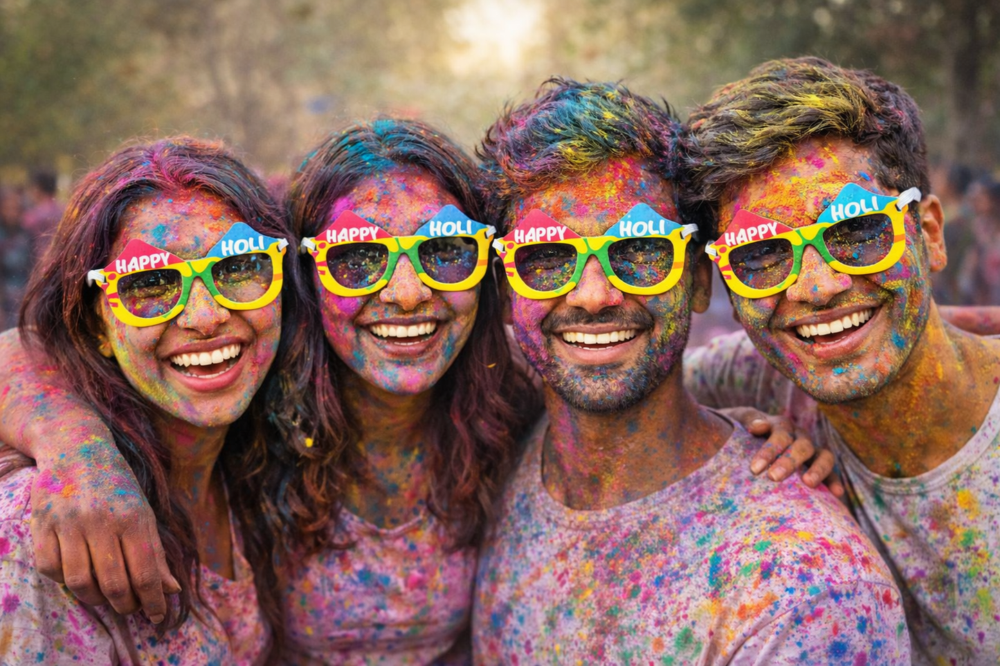 Happy Holi Party Glasses for Friends | Colorful Holi Theme Sunglasses Props - set of 10