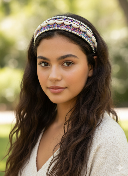 Handcrafted Bohemian Beaded & Cowrie Shell Headband