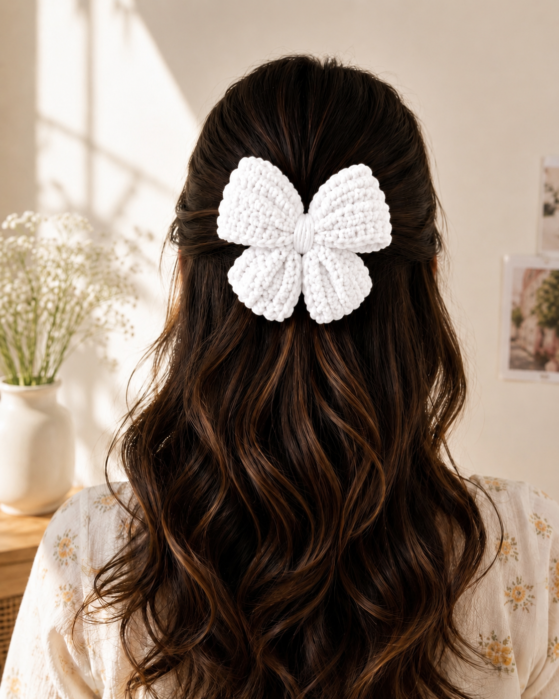 Handmade Crochet Hair Bow Clip – Hot Pink | House of Bulbul
