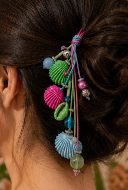 Handmade Seashell Charm Accessory | Multi-Wear Necklace, Hair Tie & Bag Charm | House of Bulbul
