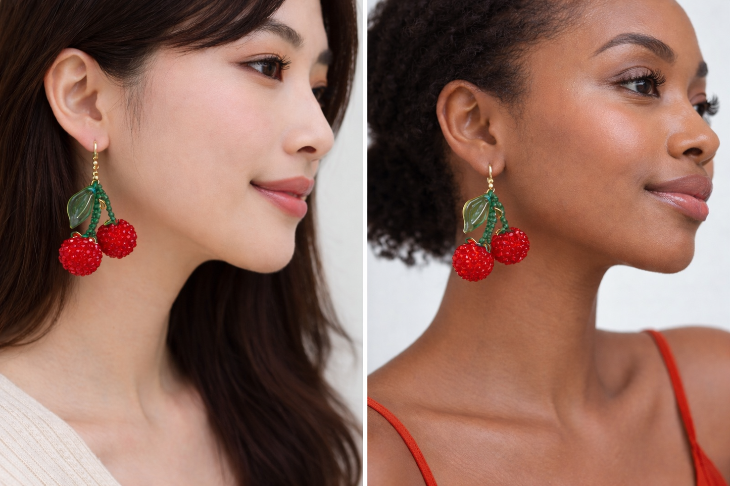 Cherry Pop Beaded Earrings | Handmade Red Cherry Drop Earrings for Women