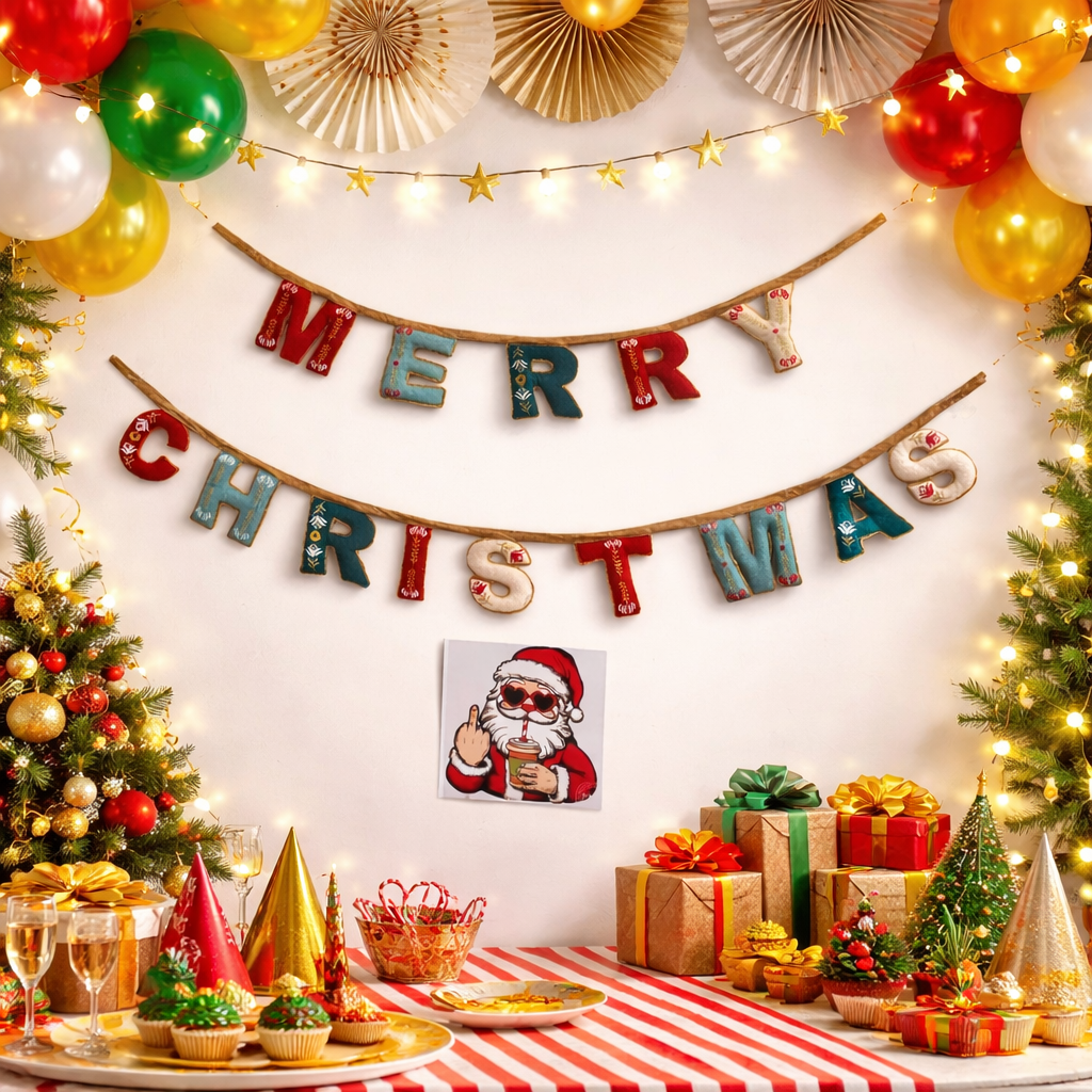 Handmade Merry Christmas Wall Hanging | Festive Party Decor for Home