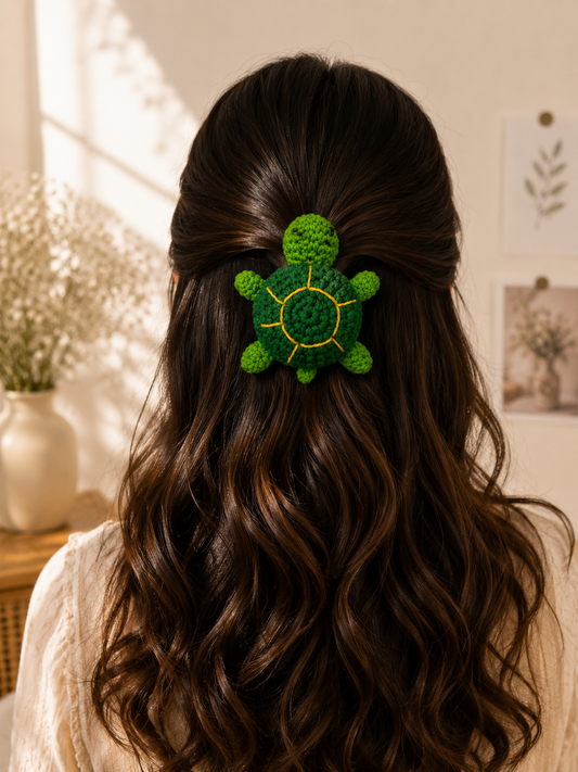 Handmade Crochet Turtle Hair Clip for Girls & Women | UNIQUE HAIR PINS