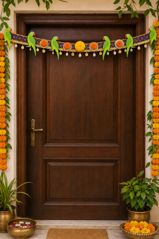 Handmade Parrot Toran for Door Decoration | Boho Wall Hanging | House of Bulbul