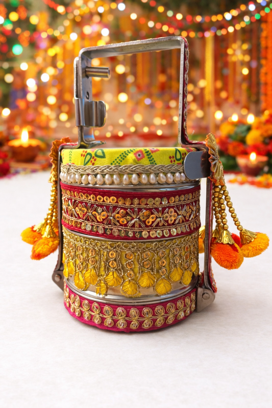 Lohri & Makar Sankranti Gift Hamper | Festive Stainless Steel Tiffin with sweet treats
