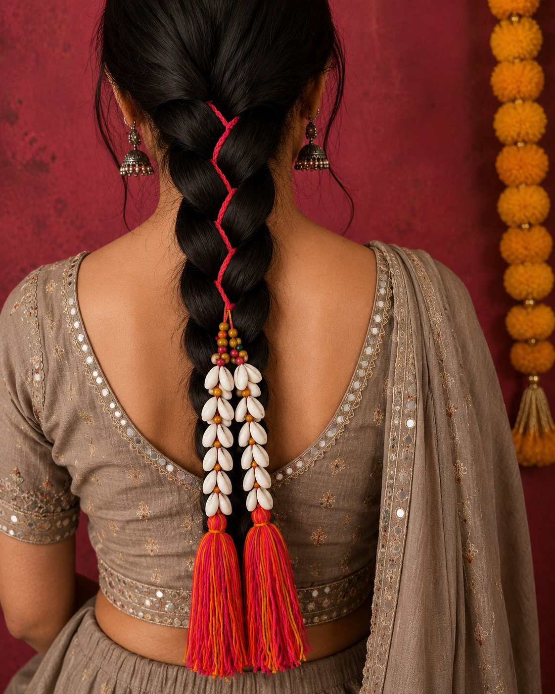 Navratri Special Multi-Way Cowrie Shell Tassel Accessory | Hair, Collar & Boho Styling Piece
