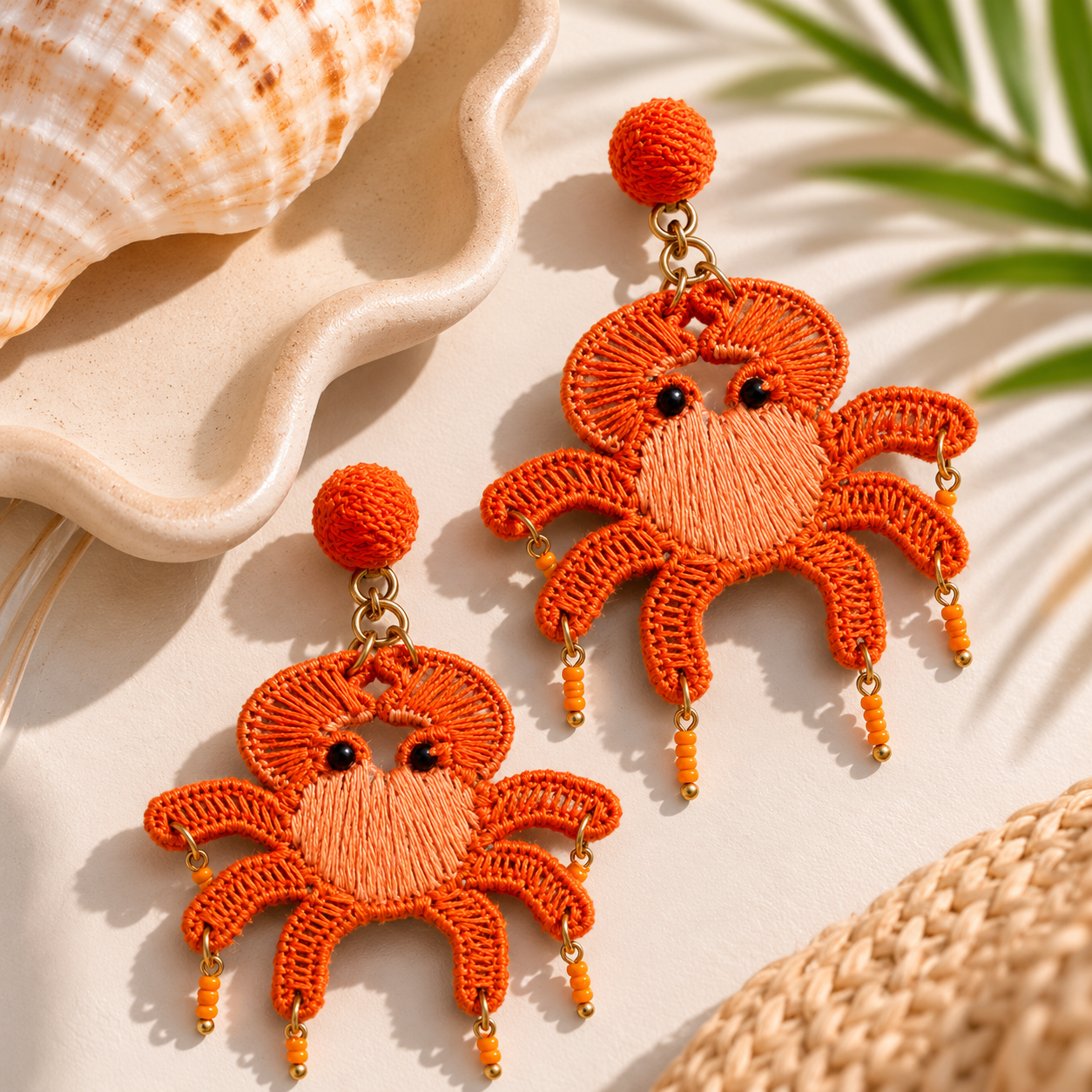 Coral Crab Statement Earrings | Handmade Coastal Earrings | Beach Inspired Jewelry by House of Bulbul