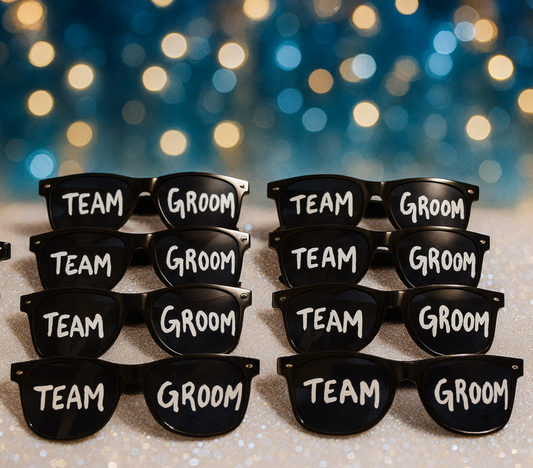 Team Groom Sunglasses | Bachelor Party Props | Groomsmen Gifts | Wedding Bar Accessories
 Set of 5