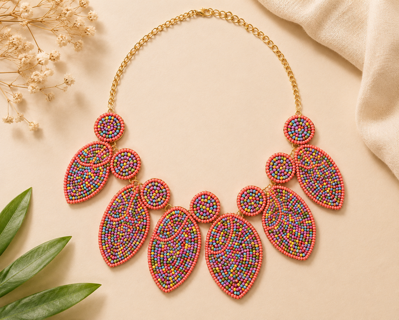 Candy Confetti Statement Necklace | Handmade Colorful Beaded Necklace for Women | House of Bulbul