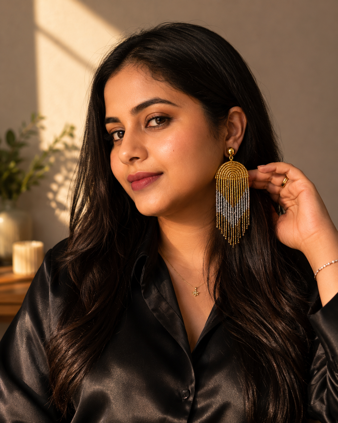 Long Beaded Tassel Earrings | Lightweight Boho Statement Earrings