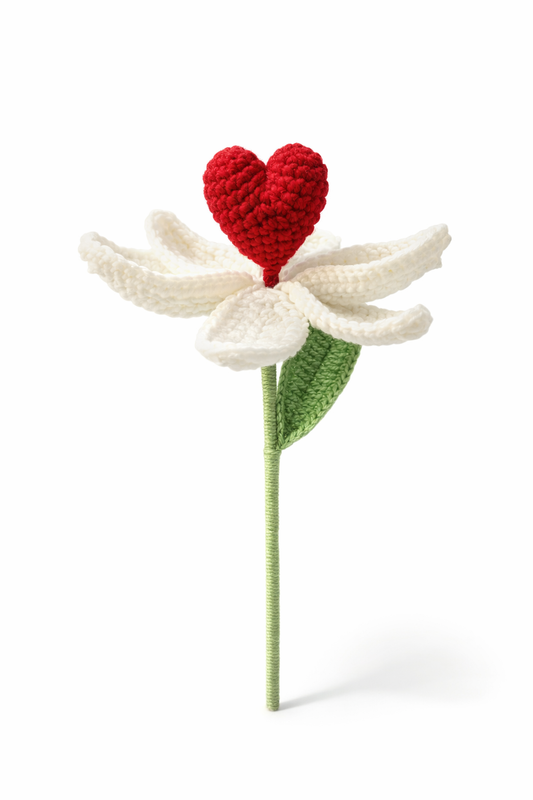 Handmade Crochet Heart Bloom Tulip | Openable Love Flower Gift | Eternal Yarn Flower