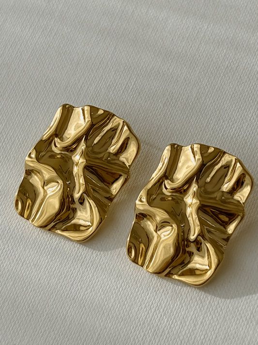 Textured Gold Statement Earrings