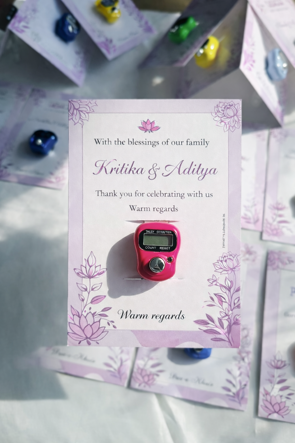 Personalised Wedding Thank You Card with Tally Counter | Wedding Favours |