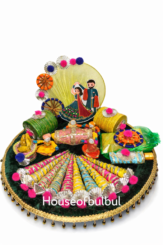 Luxury Handcrafted Haldi–Mehndi Shagun Patri | Pre-Wedding Ritual Gift Platter | Houseofbulbul