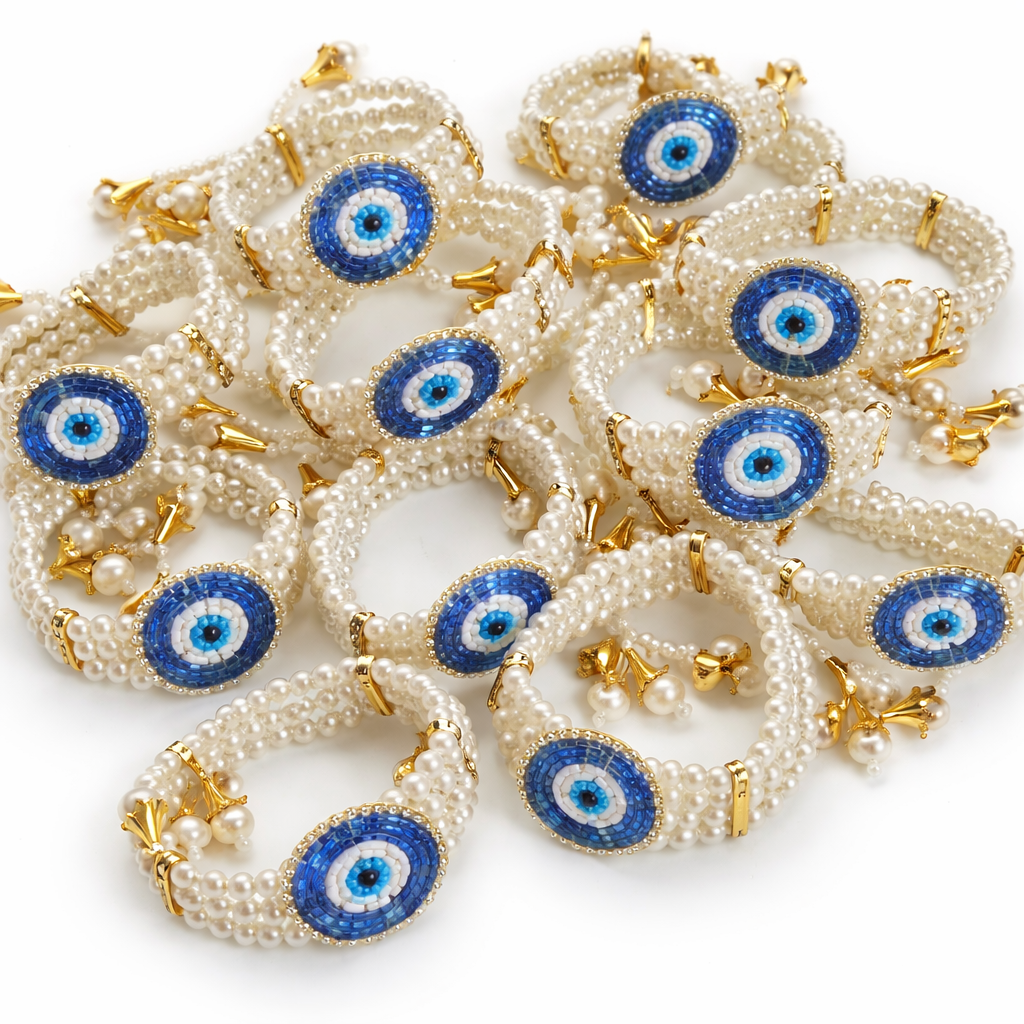 Pearl Evil Eye Elastic Bracelet – Wedding Return Gift & Favour Bracelet