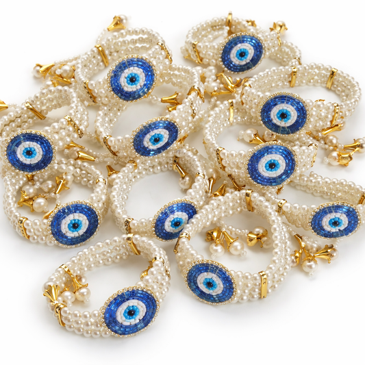 Pearl Evil Eye Elastic Bracelet – Wedding Return Gift & Favour Bracelet