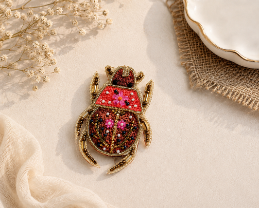 Beaded Beetle Brooch Pin for Women | Handmade Statement Insect Brooch | House of Bulbul