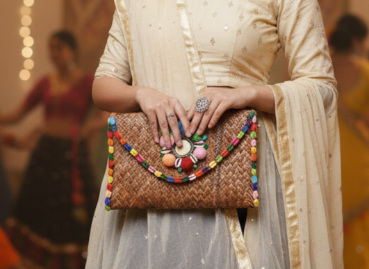 Boho Rainbow Woven Clutch