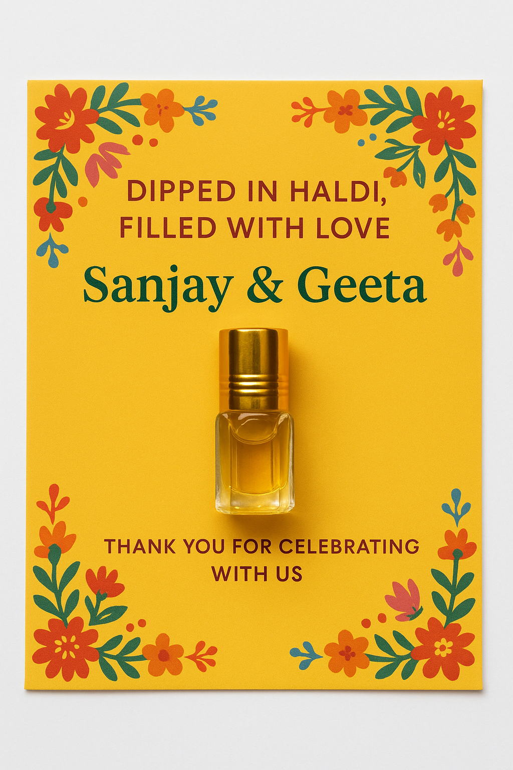 Customized ittar Bottle Thank You Card – All Occasion Return Gift
