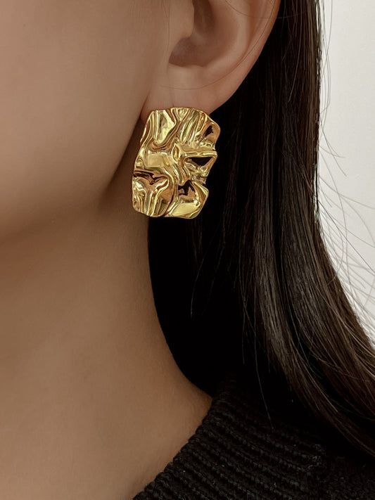 Textured Gold Statement Earrings