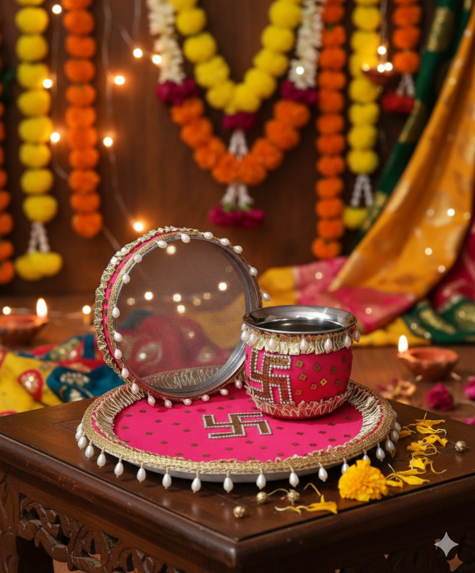 ✨ Traditional Karwa Chauth Pooja Thali Set ✨