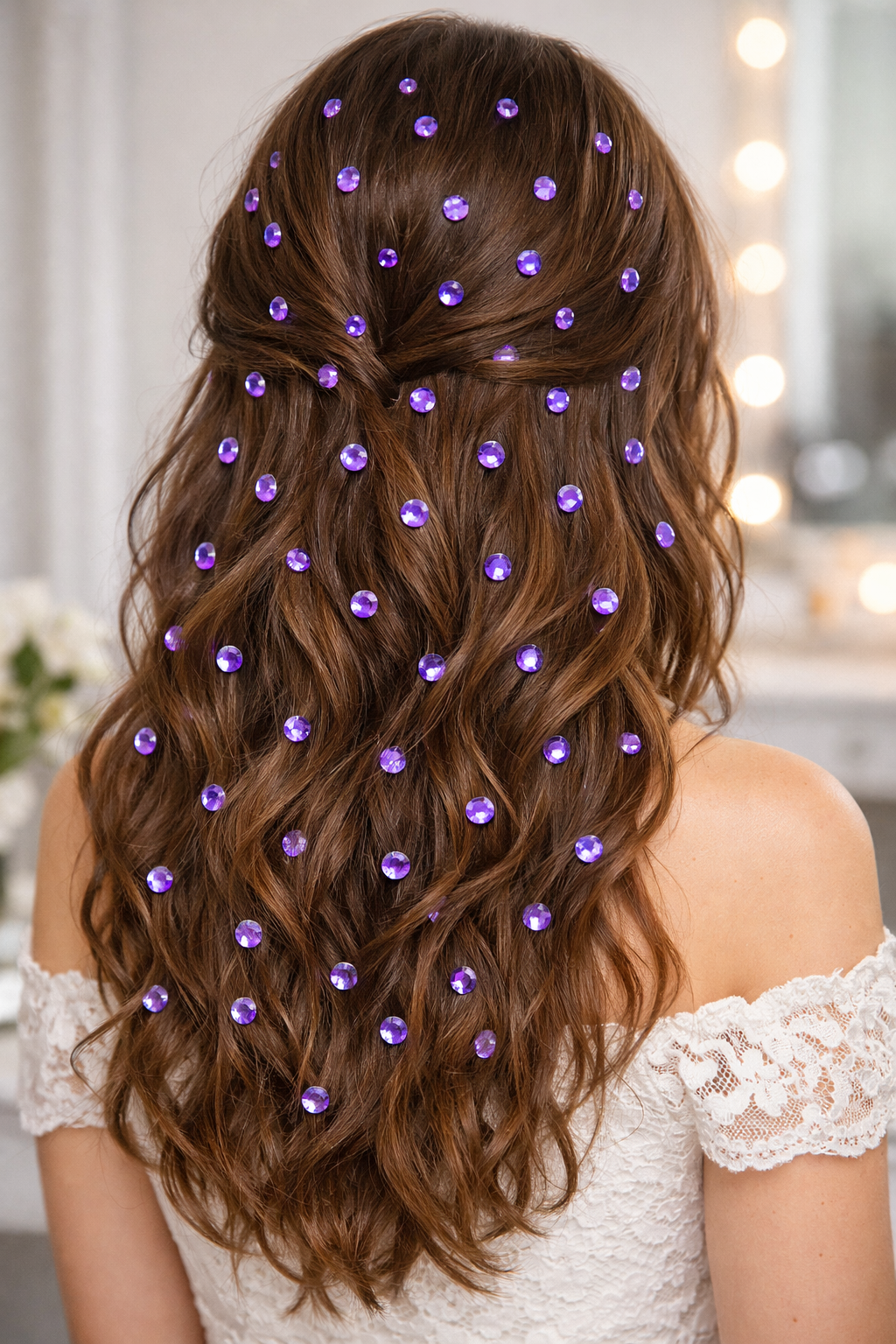 White pearls Crystal Hair Stickers for Women | Self-Adhesive Hair & Face Gems