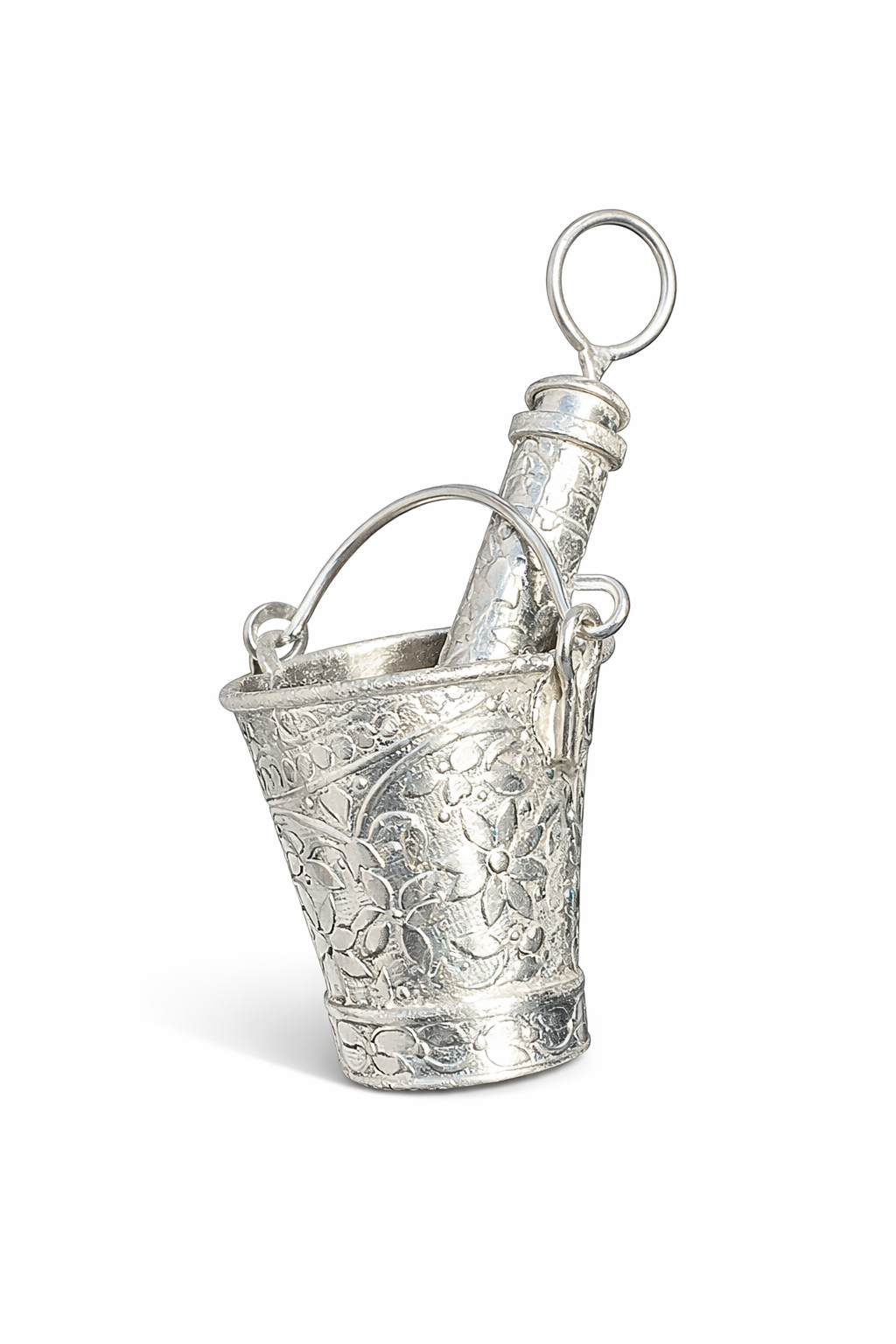 Mini Silver Holi Balti Pichkari Set for Kanha Ji | Temple & Pooja Decor Item