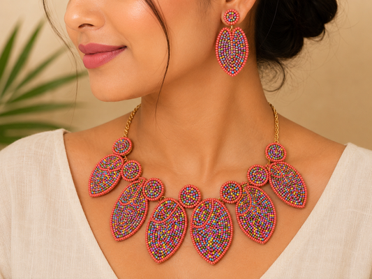 Candy Confetti Statement Necklace | Handmade Colorful Beaded Necklace for Women | House of Bulbul